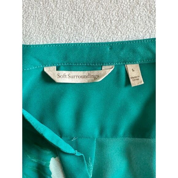 Soft Surroundings Tropical Animal Print Shirt Popover Tunic 1/2 sleeve rollup L - Picture 5 of 7